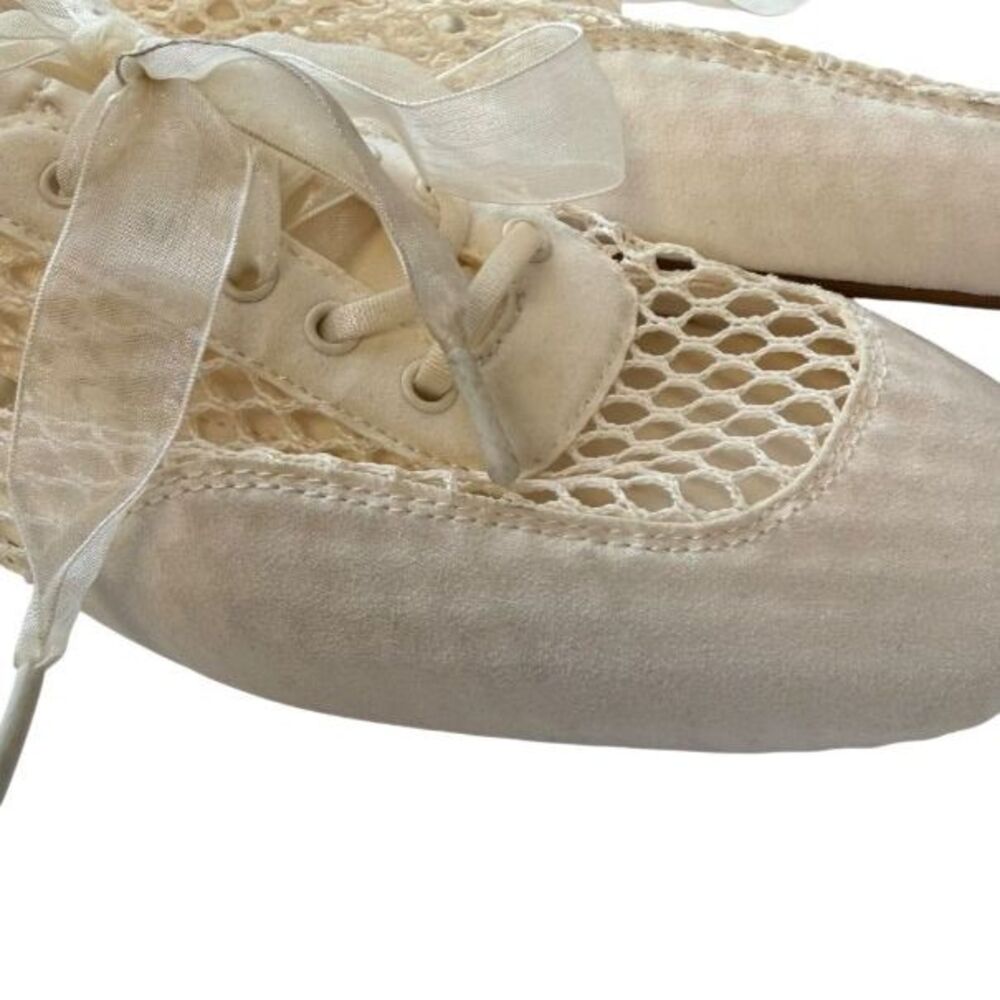 VIVAIA Cristina Sneakerina Square-Toe Lace-Up Mesh Ballet Flats Size EU37/US 6.5 - Picture 5 of 11